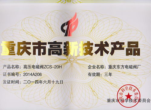 重庆东方电磁阀厂 荣誉资质铸就电磁阀行业标杆